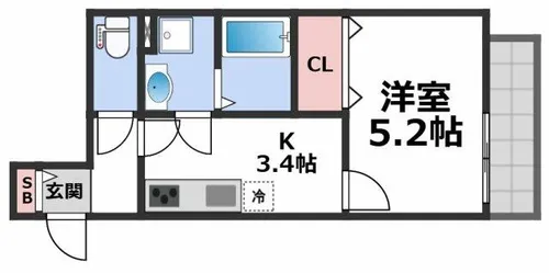 クレアール八戸ノ里【2階】の間取り