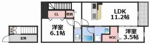 コート・ド・ボーヌ深江南南棟【3階】の間取り