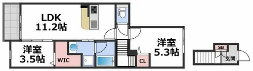 コート・ド・ボーヌ深江南南棟【2階】の間取り