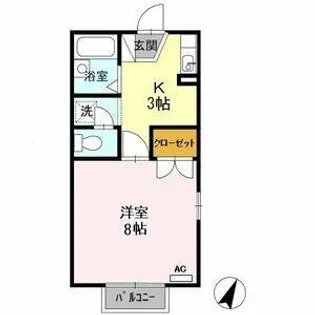 愛知県春日井市柏井町1丁目【アパート】の間取り