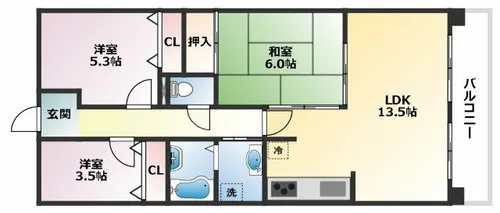 岡本サンハイツ【6階】の間取り
