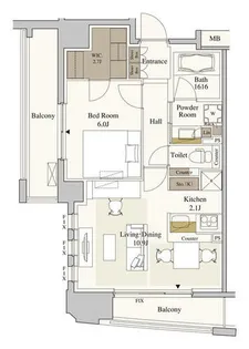 パークアクシス梅田【6階】の間取り
