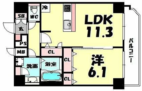 プレサンス心斎橋ラヴィ【1302号室】の間取り