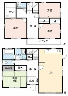 愛知県岡崎市上六名1丁目【一戸建】の間取り