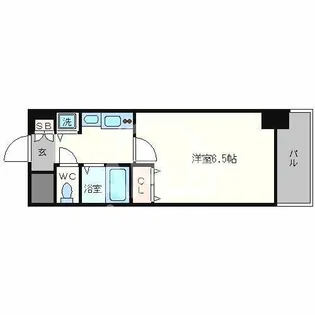 プレサンス難波リバーオアシス【13階】の間取り