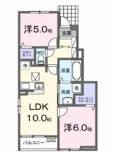チェリーチ東同心町【103号室】の間取り
