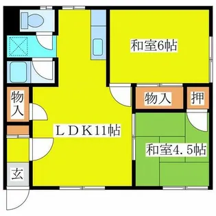 留佳マンションA【2階】の間取り
