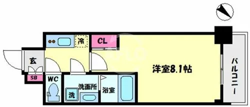 S-RESIDENCE阿波座WEST【1404号室】の間取り