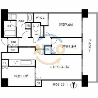 ザ・パークハウス中之島タワー【33階】の間取り