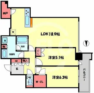 ブランズタワー梅田North【46階】の間取り