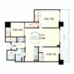 グランドメゾン新梅田タワー【28階】の間取り