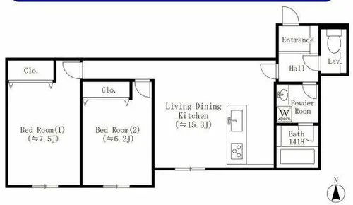 堂島レジデンス【12階】の間取り