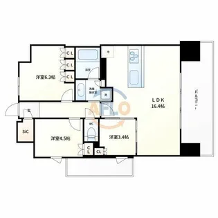 シエリア梅田豊崎【16階】の間取り