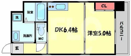 アクアスイート南森町【5階】の間取り