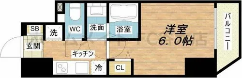 エステムコート心斎橋central【8階】の間取り