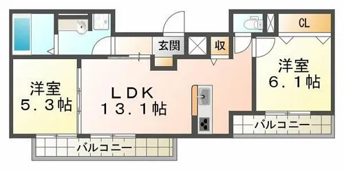 ワンウェーブ霞ヶ丘【3階】の間取り