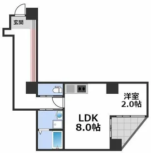 b.UEMACHIDAI【6階】の間取り