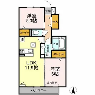 コゥジィーコート【1階】の間取り