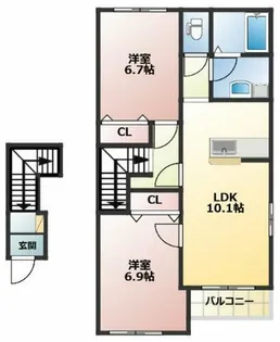 愛知県小牧市大字北外山【アパート】の間取り