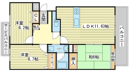 ツインピア【A203号室】の間取り