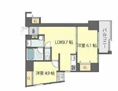 グランガーデン足代新町【6階】の間取り