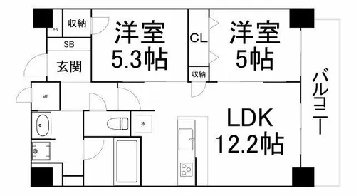 大阪府大阪市中央区森ノ宮中央2丁目【マンション】の間取り