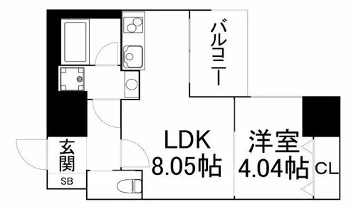 大阪府大阪市中央区材木町【マンション】の間取り