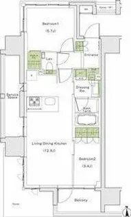 ザ・パークハビオ都島フロント【9階】の間取り