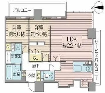 ブランズタワー・ウェリス心斎橋NORTH【2804号室】の間取り