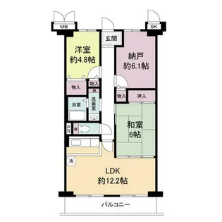 ボヌール錦織公園【103号室】の間取り
