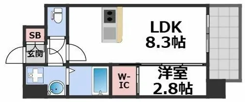 エスリード ザ・レーヴ大阪【8階】の間取り