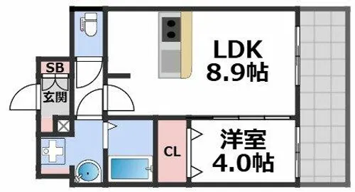 プレリス北巽駅前ラバルス【4階】の間取り
