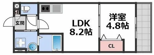ロイヤルハイツ俊徳道【2階】の間取り