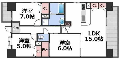 東部市場前レジデンス【9階】の間取り