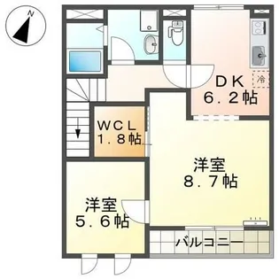 プラージュ鳴尾【2階】の間取り