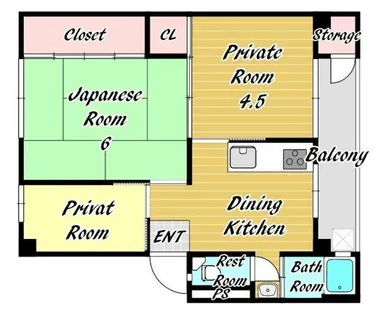 JP羽曳野レジデンス【2階】の間取り