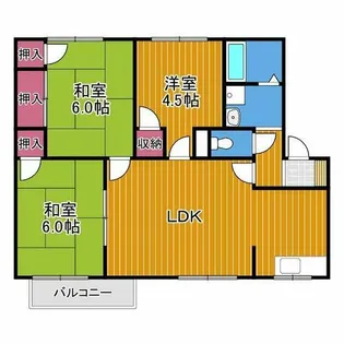 北浦第二ハイツ【2階】の間取り