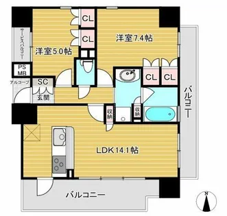 ワコーレ神戸トアプレミアム【1204号室】の間取り
