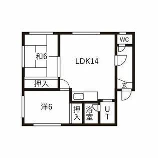 オタモイ1丁目一棟二戸【1階】の間取り