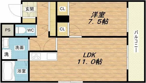 フェルティシャトー緑橋【5階】の間取り