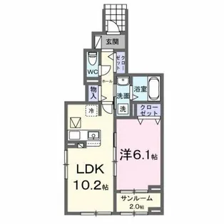 ルーミー新町【1階】の間取り