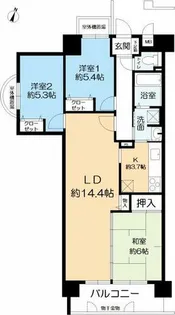 グランディール甲南【7階】の間取り