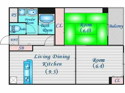 レジデンス野田阪神【4階】の間取り