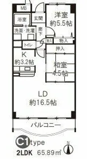 プロスベール高安【5階】の間取り