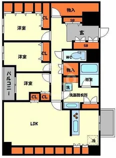 レジデンスナンワ【13階】の間取り