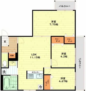 エス.フィールド奏【1階】の間取り