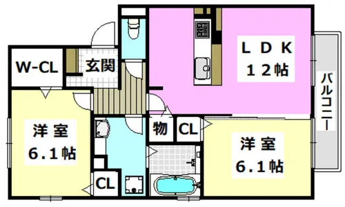 セジュール主原【2階】の間取り
