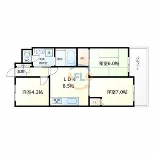 クレア・コート【4階】の間取り