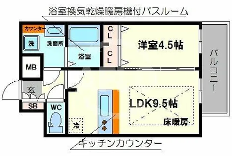 プレサンス京町堀ノース【14階】の間取り