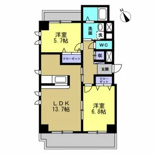 レインボウ御洲浜【602号室】の間取り